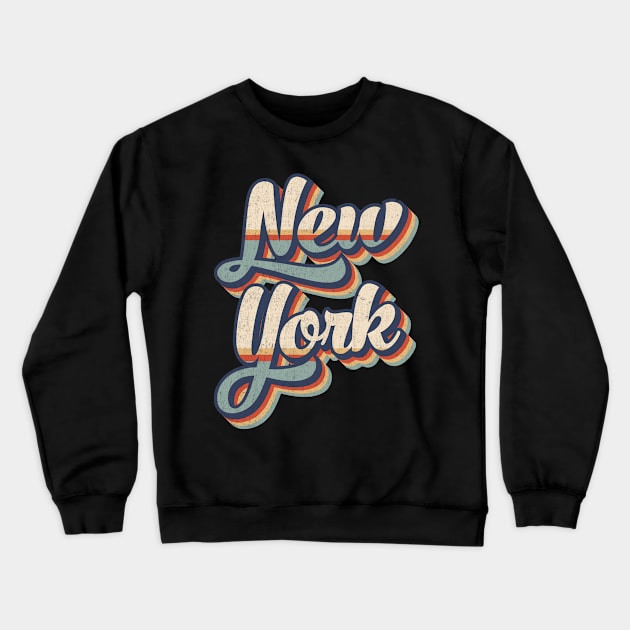 New York // Retro Vintage Style Crewneck Sweatshirt by Stacy Peters Art
